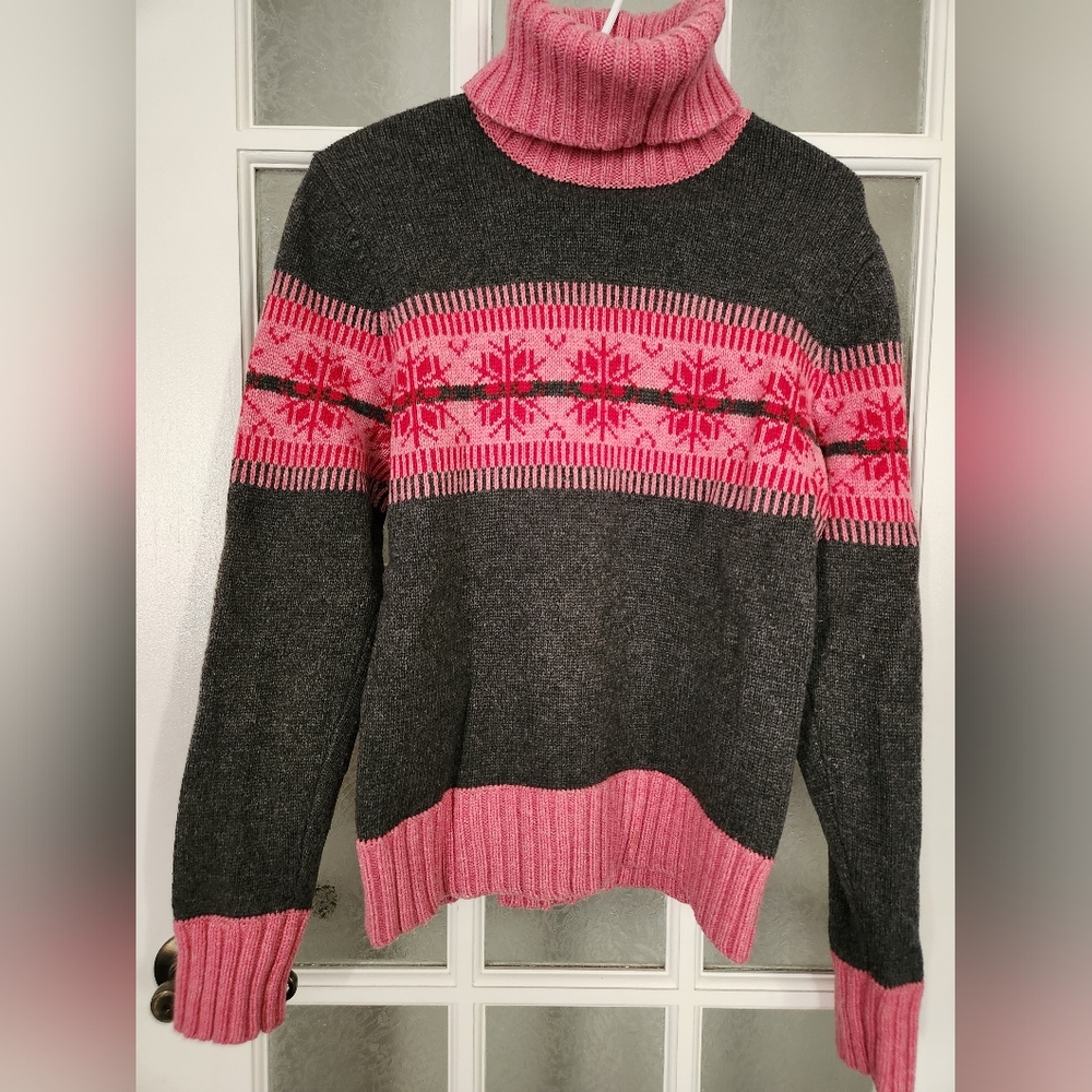 Vintage Lambswool Blend Fair Isle Turtle Neck / Made in Hong Kong